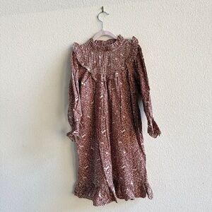 Dôen Girls Dress Size 8 Prairie Floral Animal Print Long Sleeve NWT
